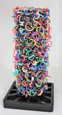 2016   La torre di Rosaspina   cartone , plastica autoprodotta e plastica colorata  ø cm 12x29