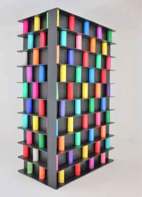 2017   La casa di Arlecchino   plastica colorata su scarto industriale   h cm 38